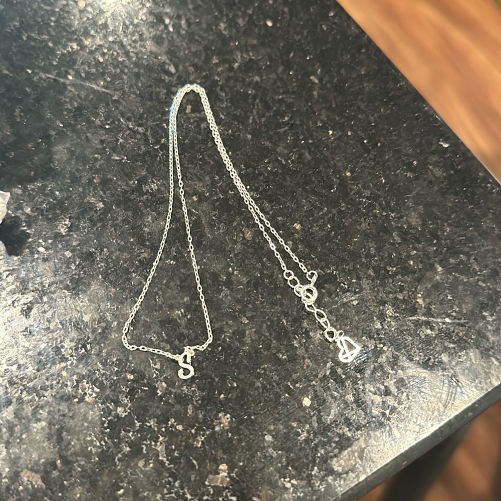 Sterling silver S initial necklace
